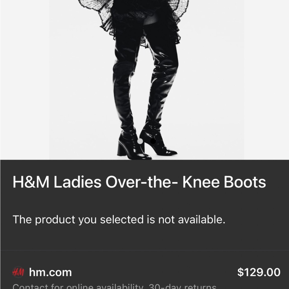 H&M Glossy Black Thigh-High Boots